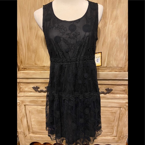 black lace tank dress